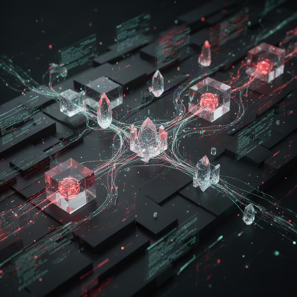 Illustration of the TRON blockchain represented as connected blocks of transaction data
